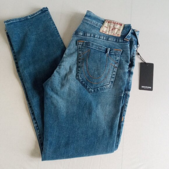 True Religion Geno Slim ink blue jeans size 33 x 34 New with Tags - Picture 4 of 9